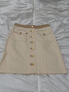 Tory Burch Classic Cream Button-Front A-Line Skirt size 6